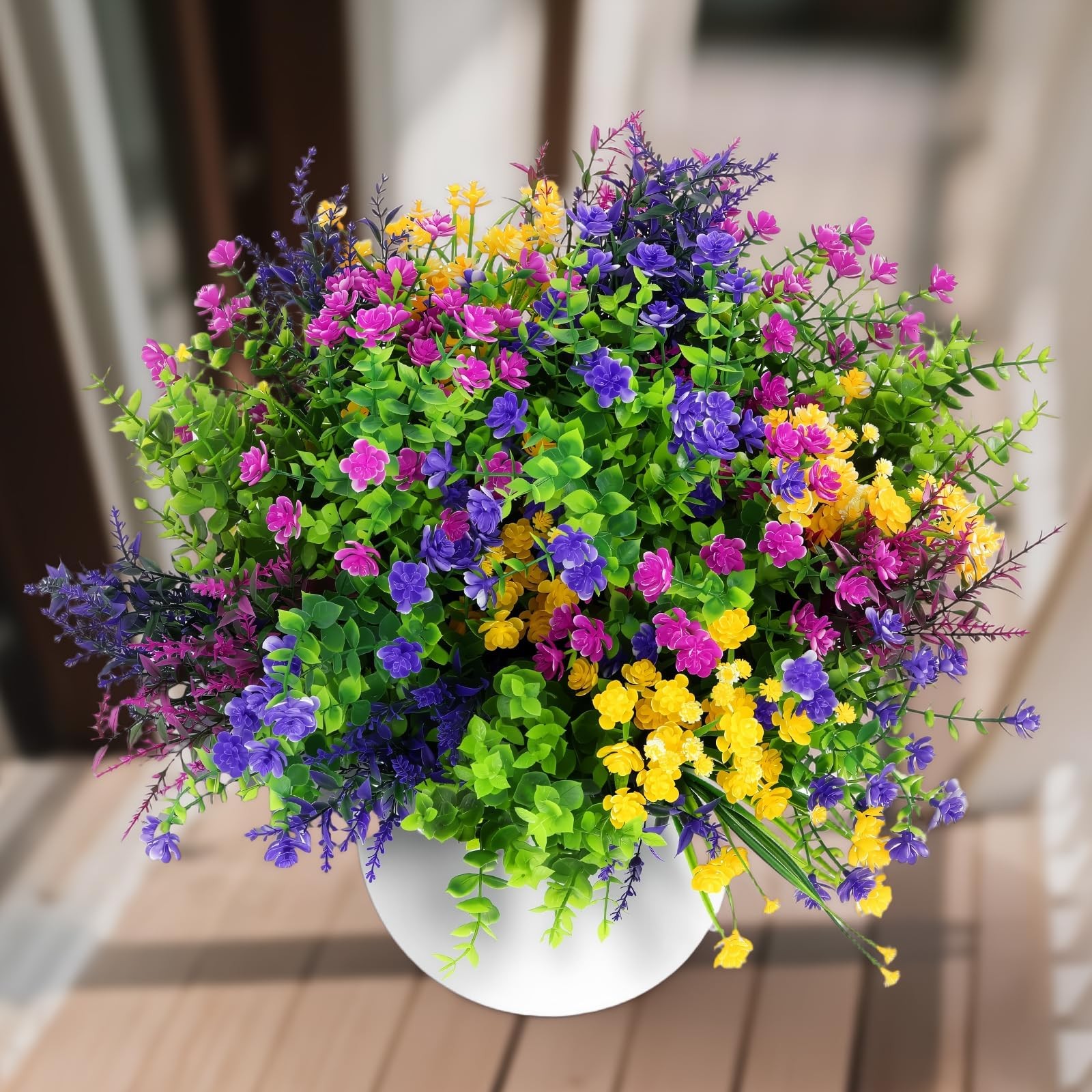 24PCS Artificial Flowers Outdoor, 6 Styles Mixed Fake Flowers for Spring Deco…
