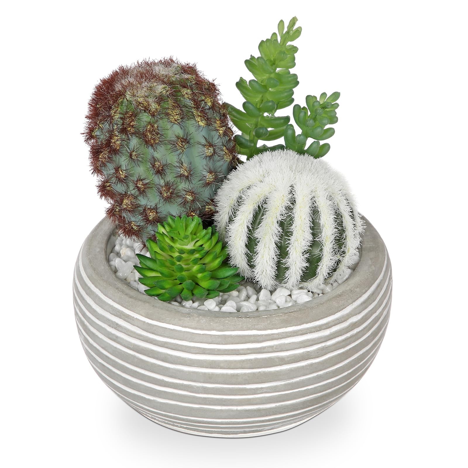 Artificial Cactus Plants Indoor, 5.5″ Assorted Small Faux Succulent in Pots F…