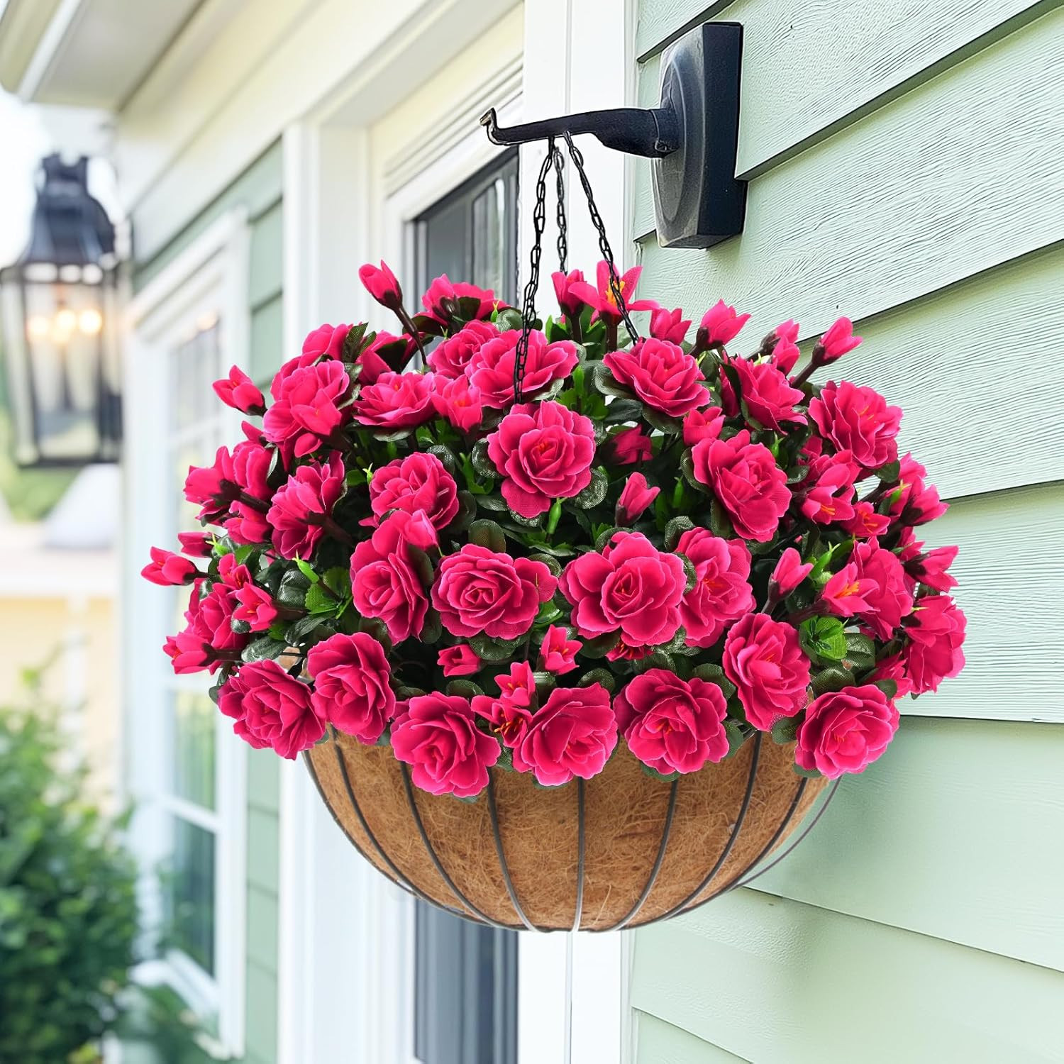 Artificial Flowers for Outdoors Decoration, 4 Bundles UV Resistant Fake Outdoor