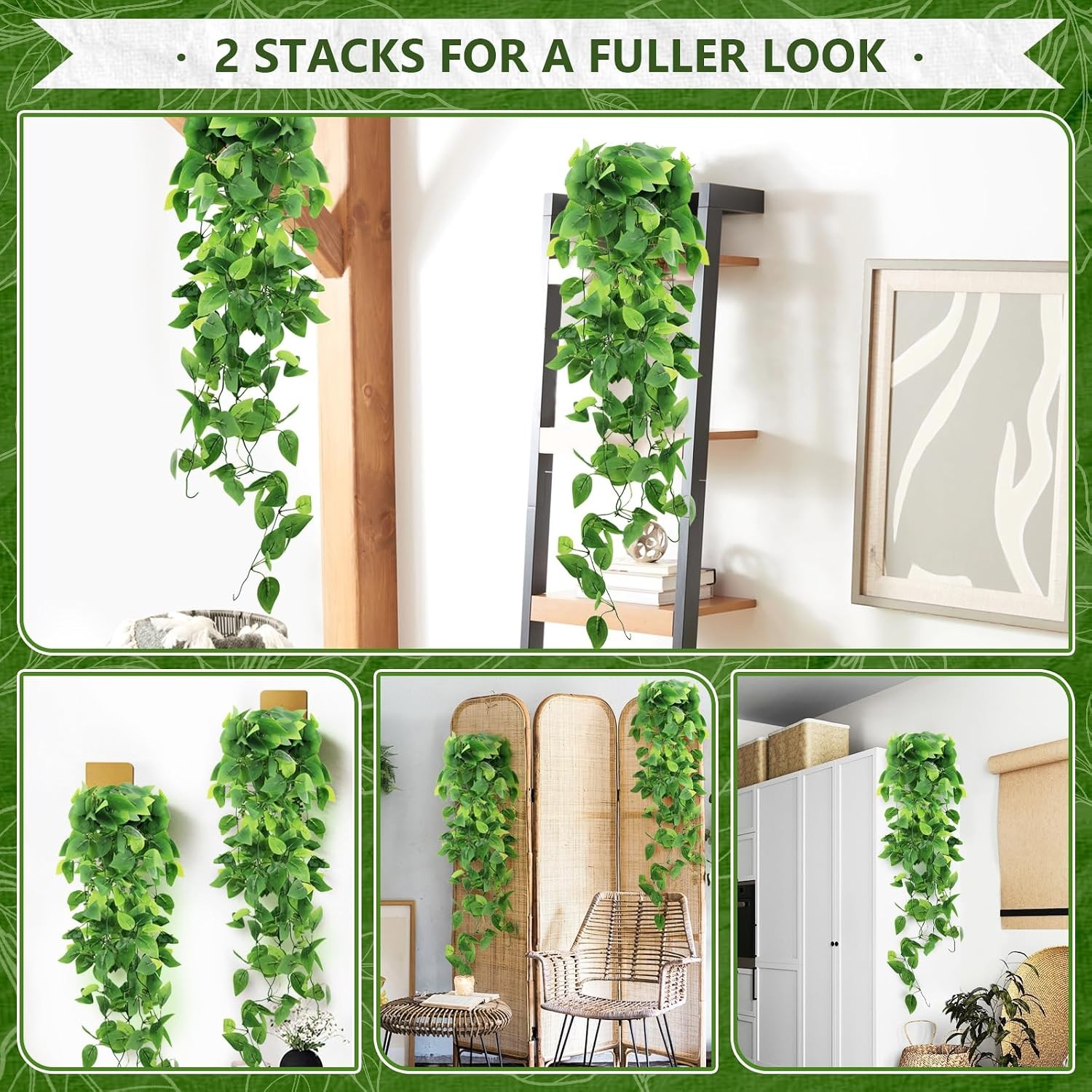 2-Pack Fake Hanging Plants, Faux Hanging Plant Artificial Greenery for Living