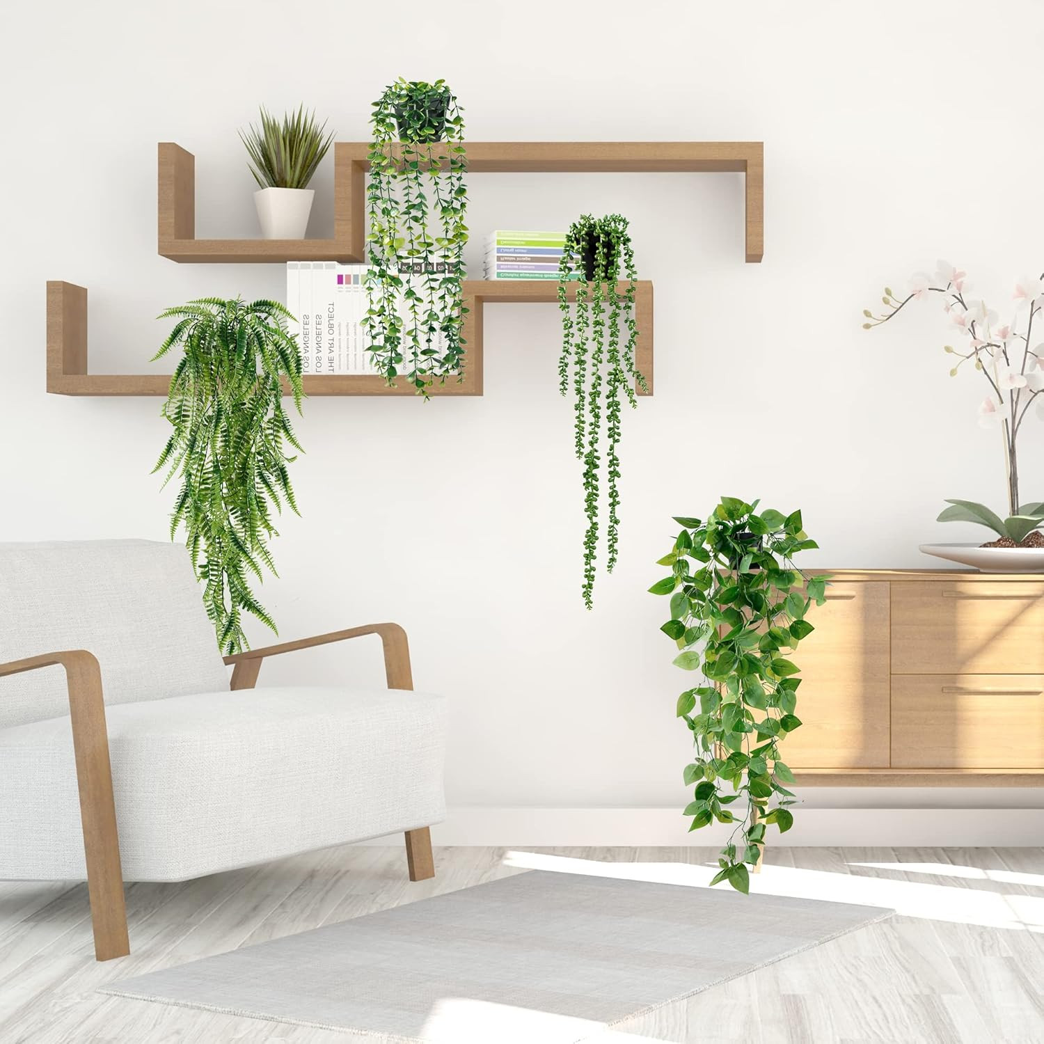 Fake Hanging Plants 4 Pack Artificial Hanging Plants Fake Potted Greenery Faux E