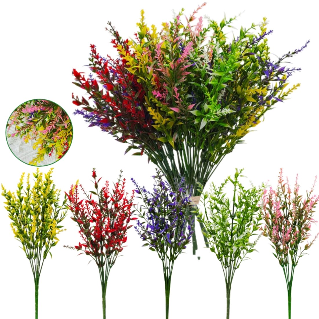 8Pcs Artificial Lavender Flowers UV Resistant Outdoor Fake Plants Garden Yard