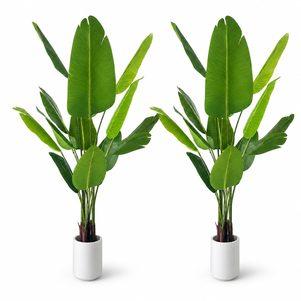 Artificial Bird of Paradise Plant 5.2ft, Faux Banana Leaf Tropical Trees with…