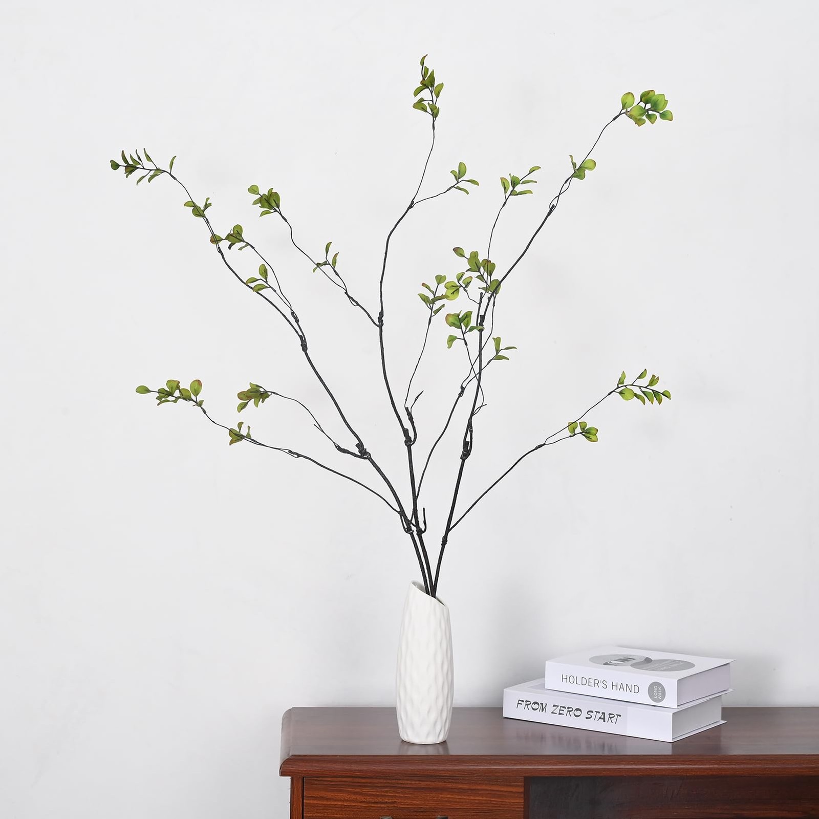 3pcs Artificial Ficus Branches, 38 Inch Faux Eucalyptus Stems, Green Fake Gre…