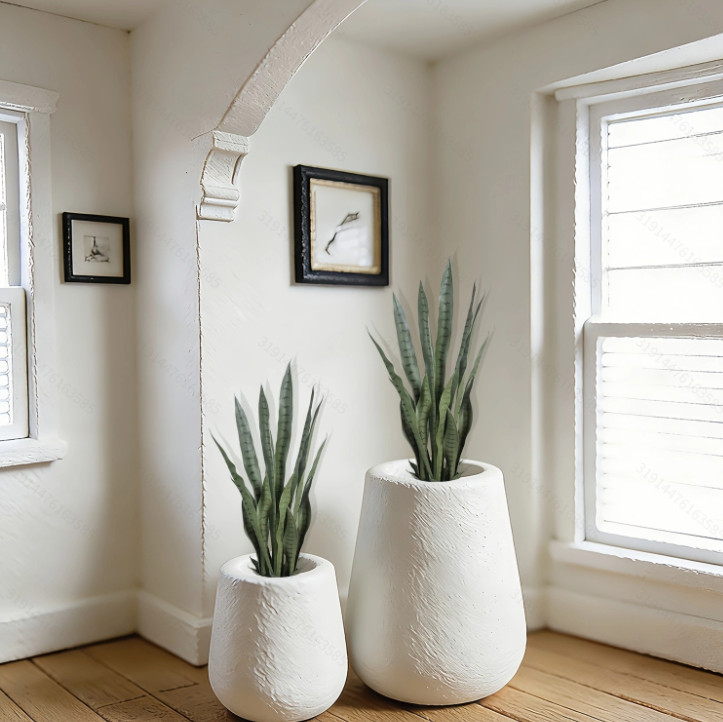 2Pcs Black Artificial Snake Plant Potted