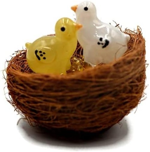 Set of 3 Natural Coconut Fiber Bird Nests – Rustic Decorative Accents for Home