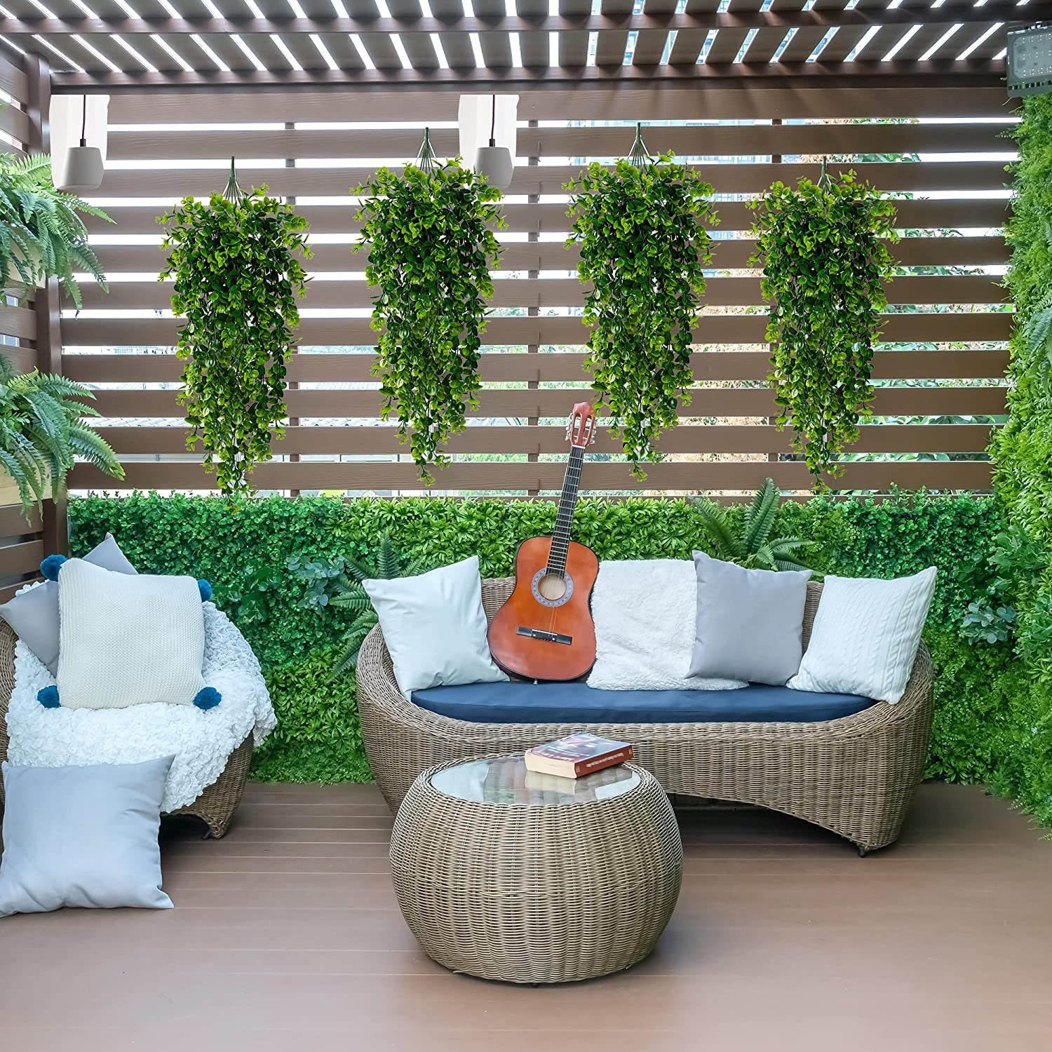 4 Pack Artificial Eucalyptus Plants UV Resistant Hanging Decor for Indoor Out…
