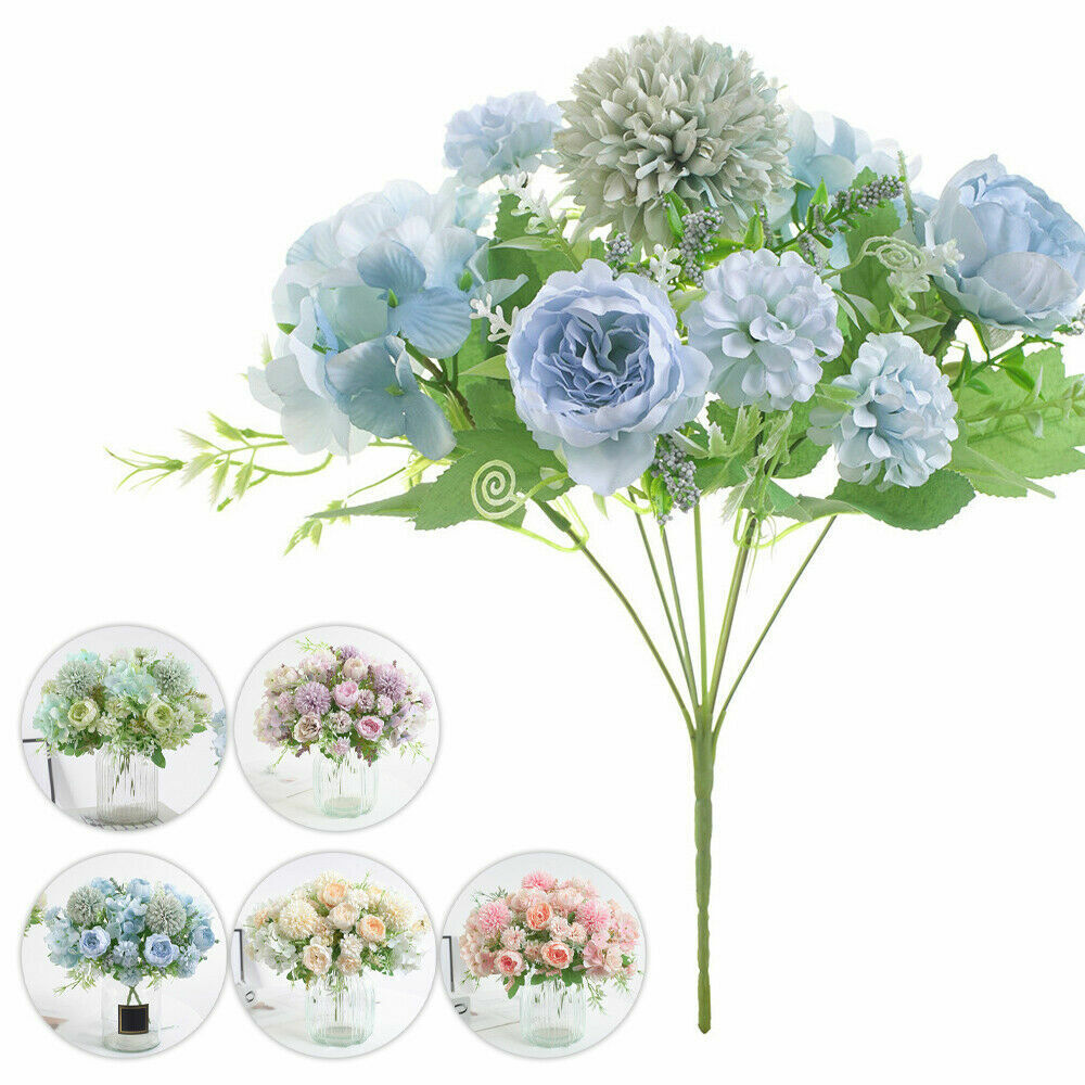 Silk Peony Artificial Fake Flowers Bunch 7Heads Bouquet Floral for Wedding Party