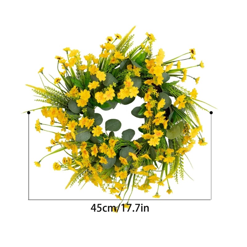 Spring Wreath Colorful Flower Wreath Handmade Plastic Material for Family