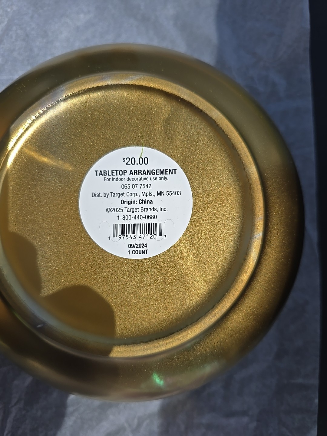 13023 Faux Floral Decor Moss in Gold Ceramic Bowl Indoor Tabletop New