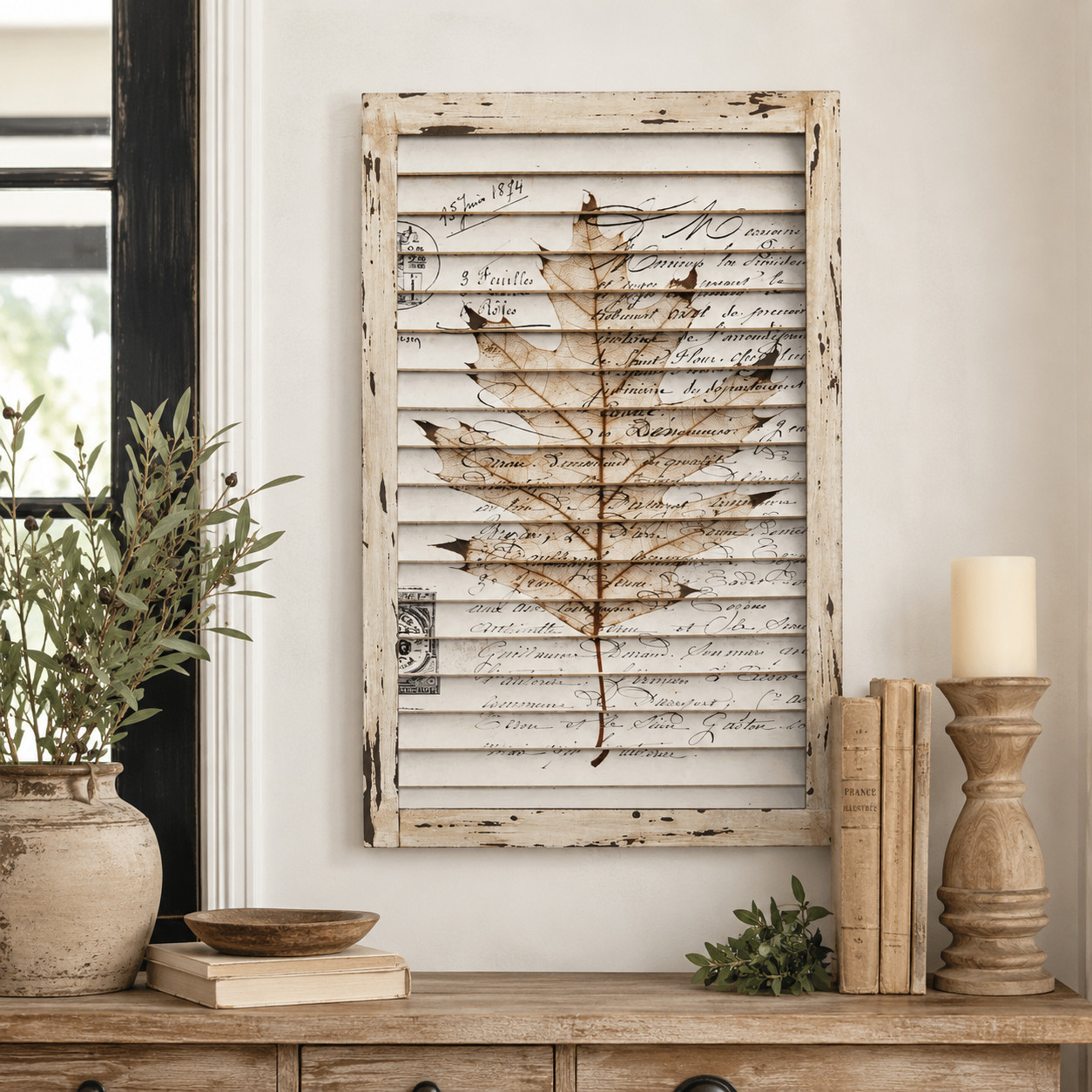 24″ Maple Leaf Window Shutter Wall Decor