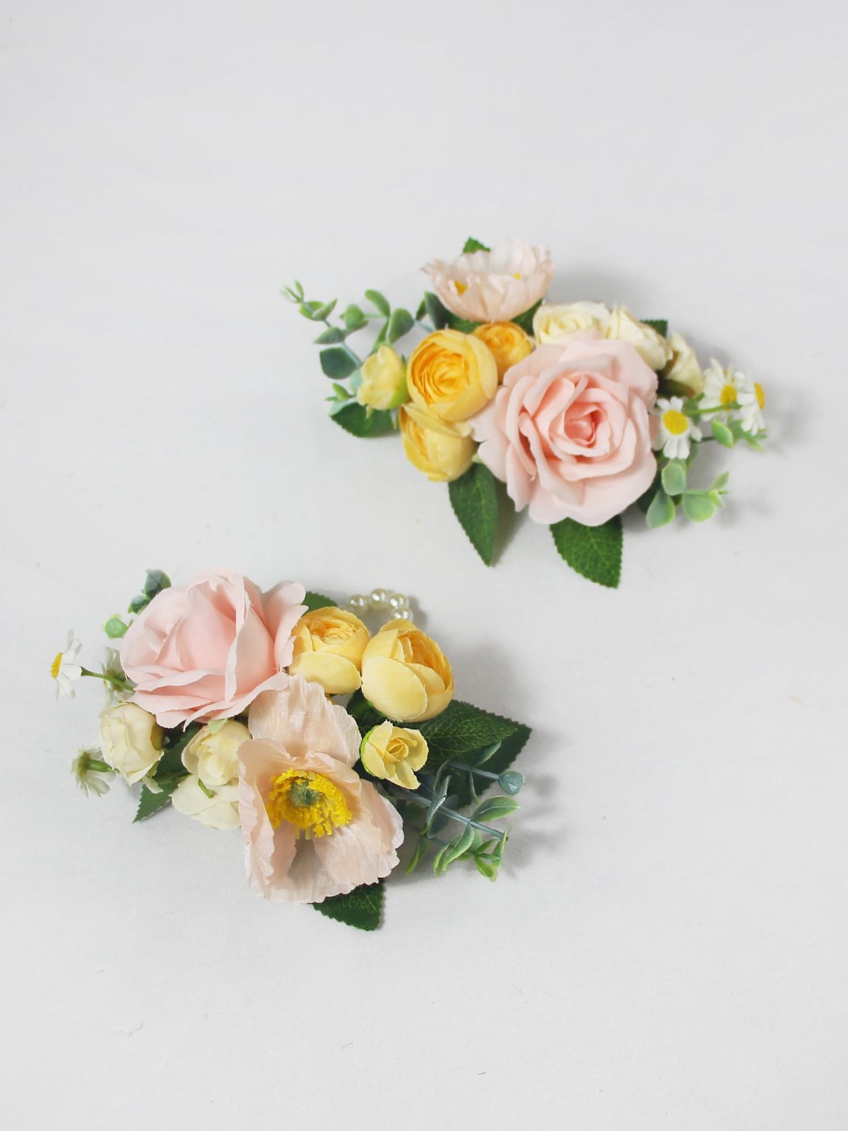 2 Pcs Pastel Pink Wrist Corsage for Wedding Prom Homecoming Bridesmaid Flower