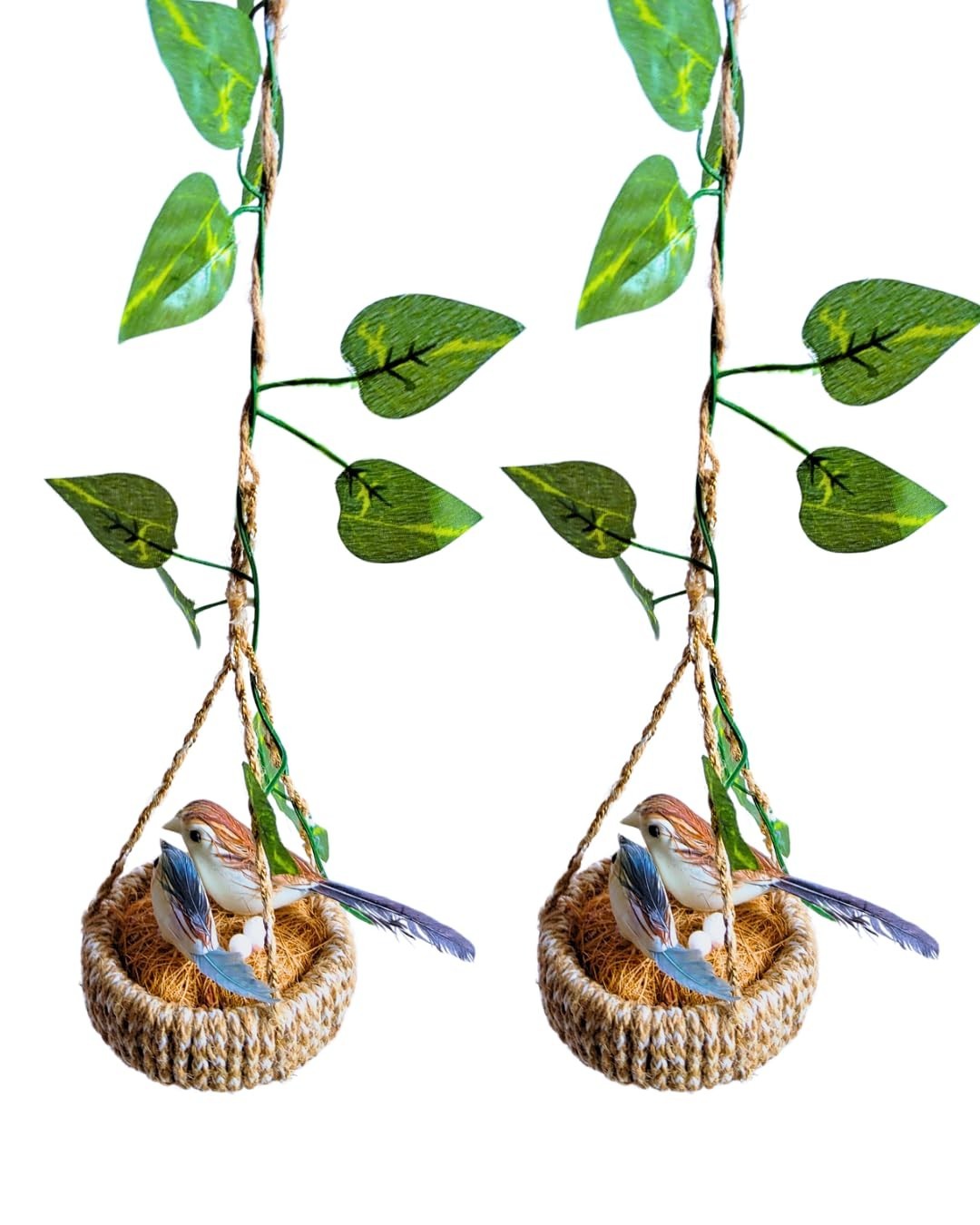 Artificial Birds | Hanging Birds for Home Decor Garden Decor (2, 2 Set of Brown)