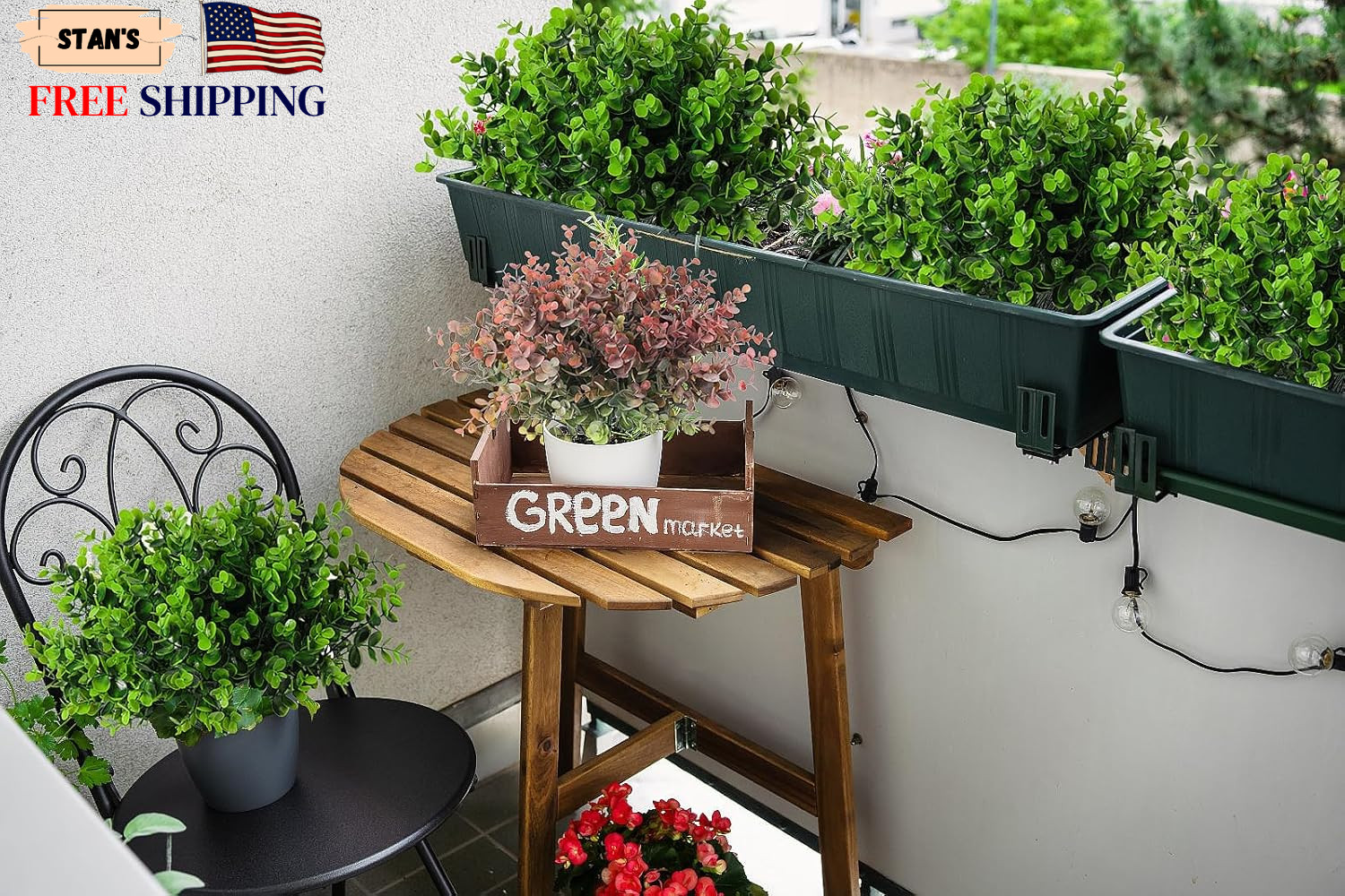 8 Bundles Artificial Bushes Greenery Plants Stems Faux Shrubs Boxwood Plants Out