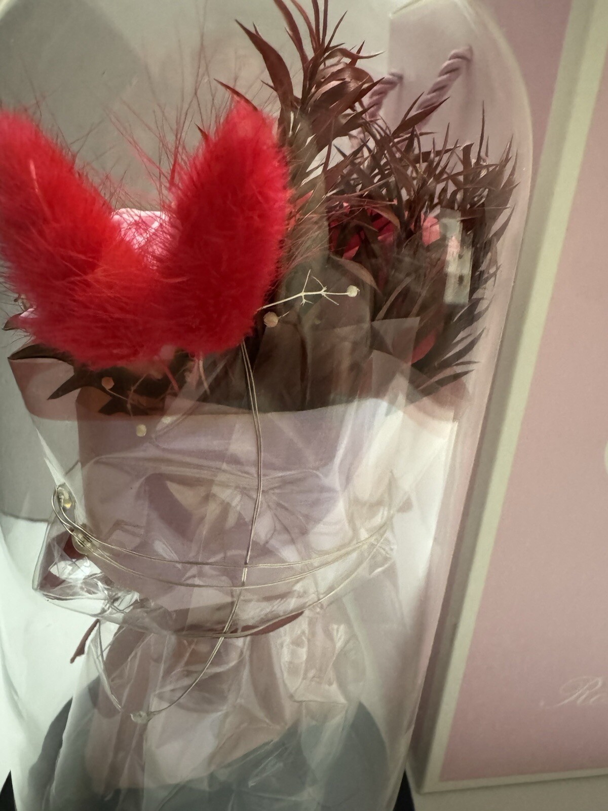 Rose Of Love LED Lights Red Rose Glass Dome. NIB.