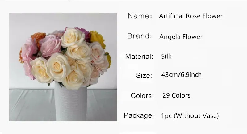 7 Heads Silk Rose Bouquet Artificial Flowers DIY Wedding Home Table Vase Decor