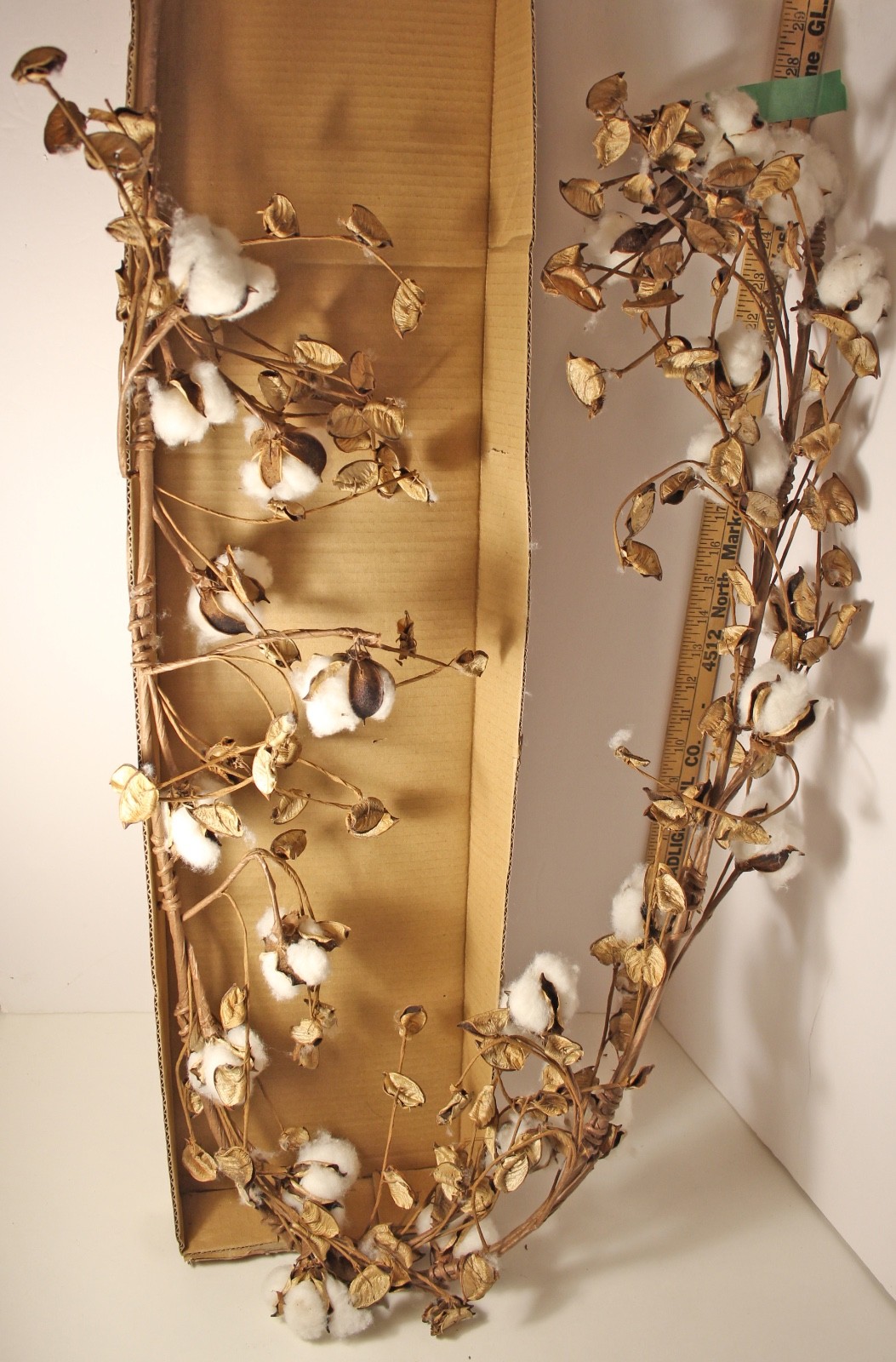 Dried Cotton Ball Boll Foliage Bendable Southern Garland Swag Decor 70 In.
