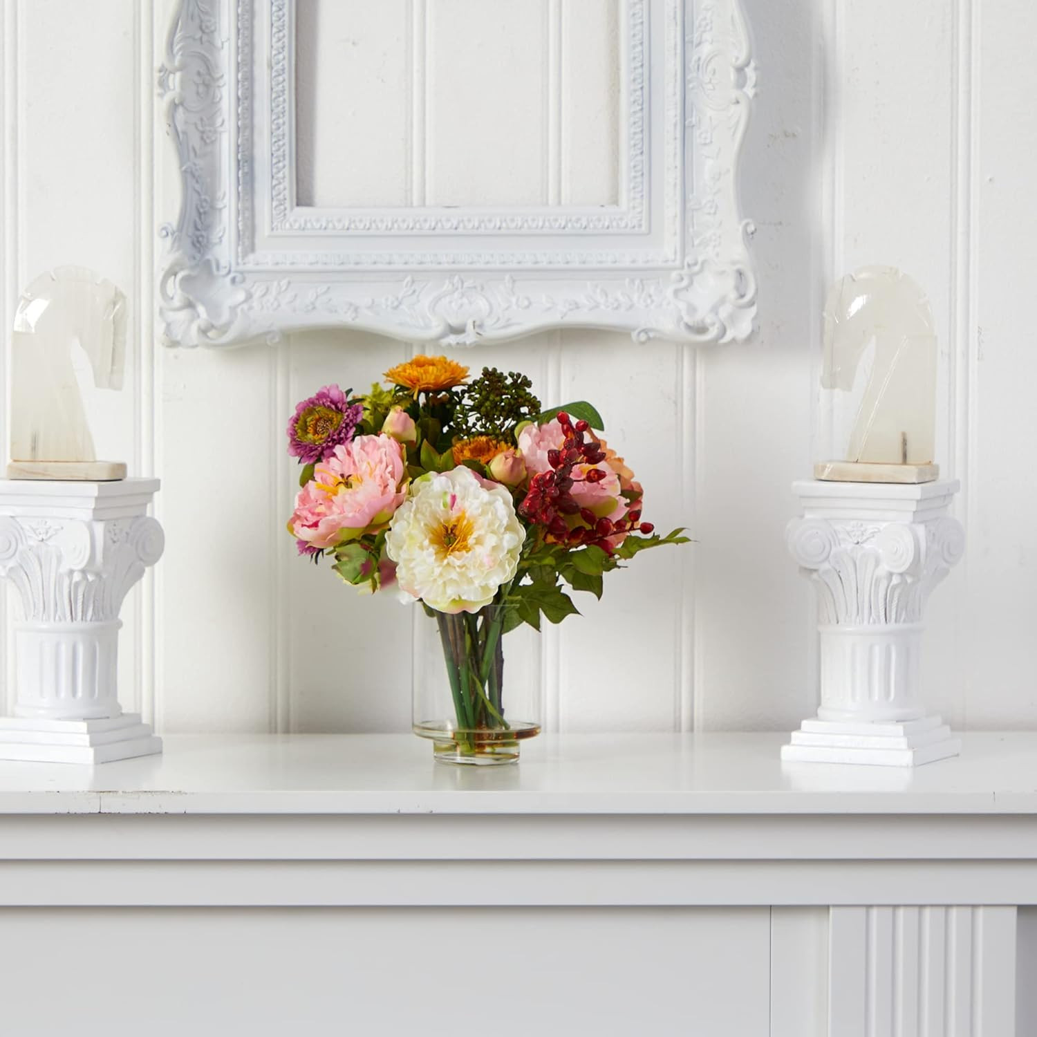 Vibrant Mini Artificial Peony Floral Arrangement for Home Decor – Assorted Color