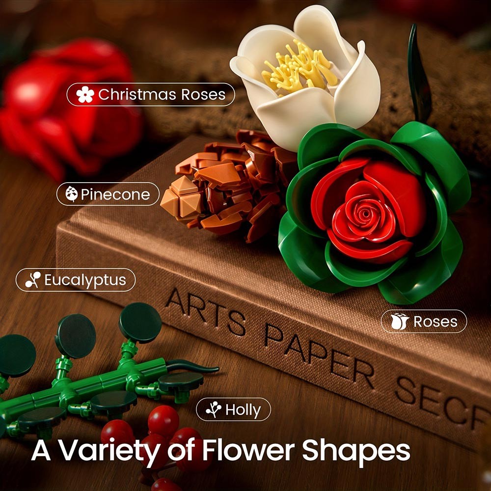 High-Quality All-Age Strong Quick-Assembly Realistic Flower Bouquet Building Set