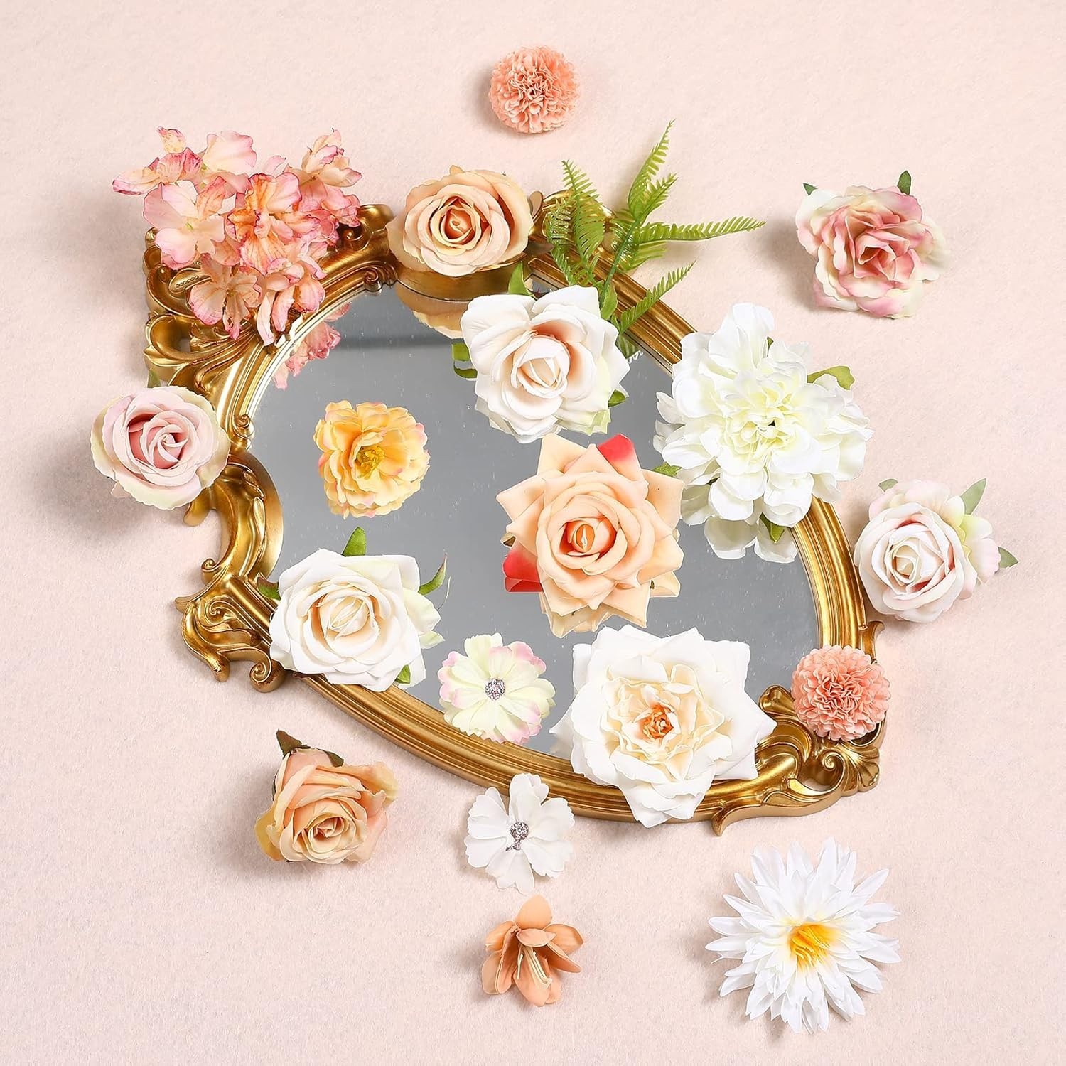 Artificial Flowers Rose 32pcs Silk Mix Peony Daisy Hydrangea Fake Flowers for…