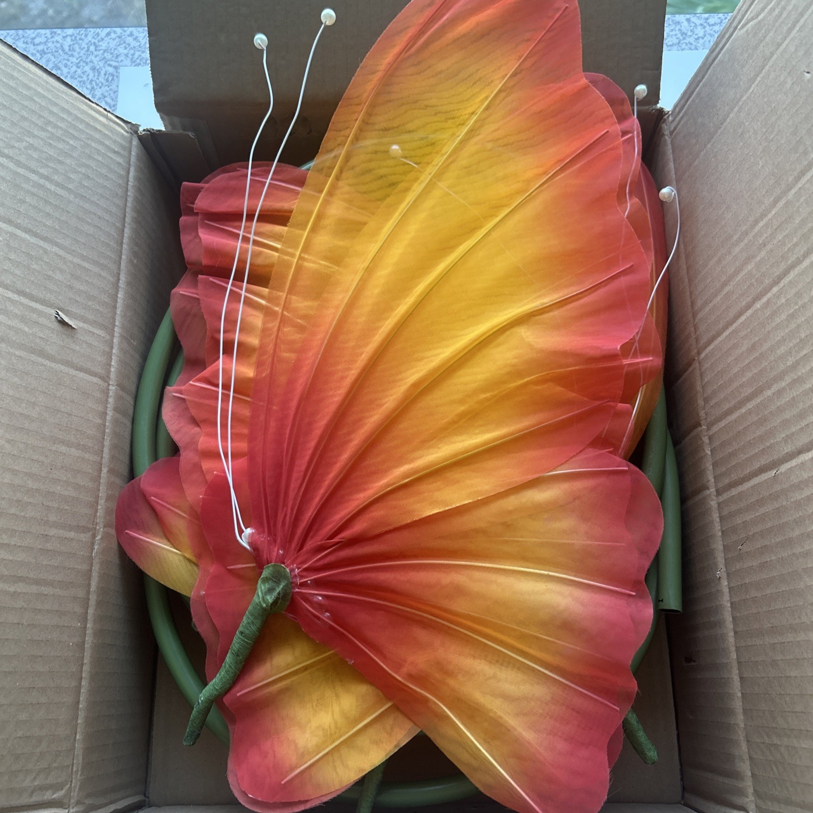 3Pc Large Silk Butterfly Decorations,Big Butterfly Decoration with Standing Base