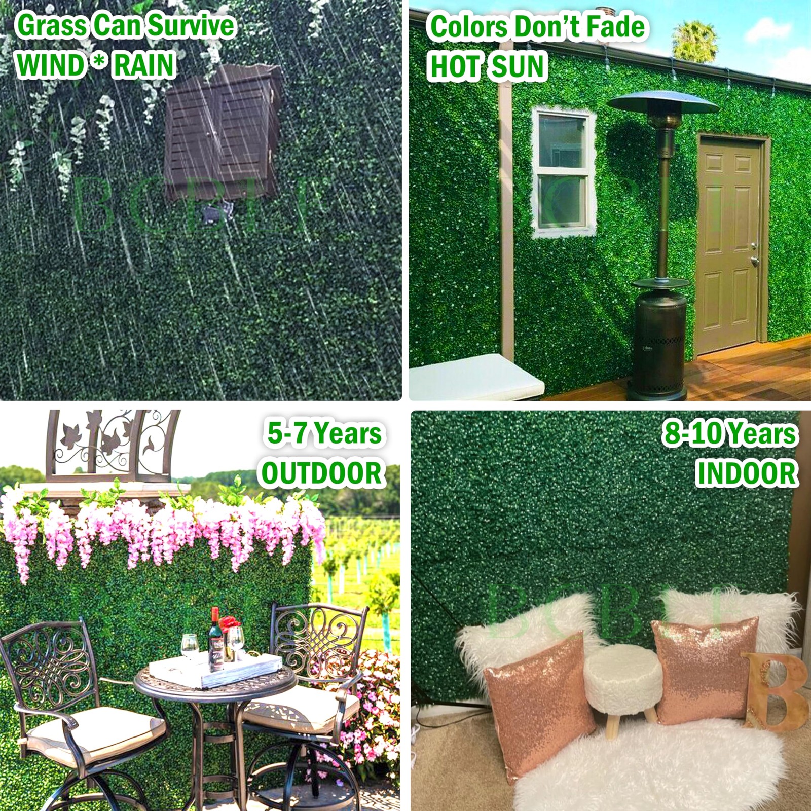 BCBLF 20×20 Inch 6Pcs Grass Wall Panels Boxwood Green