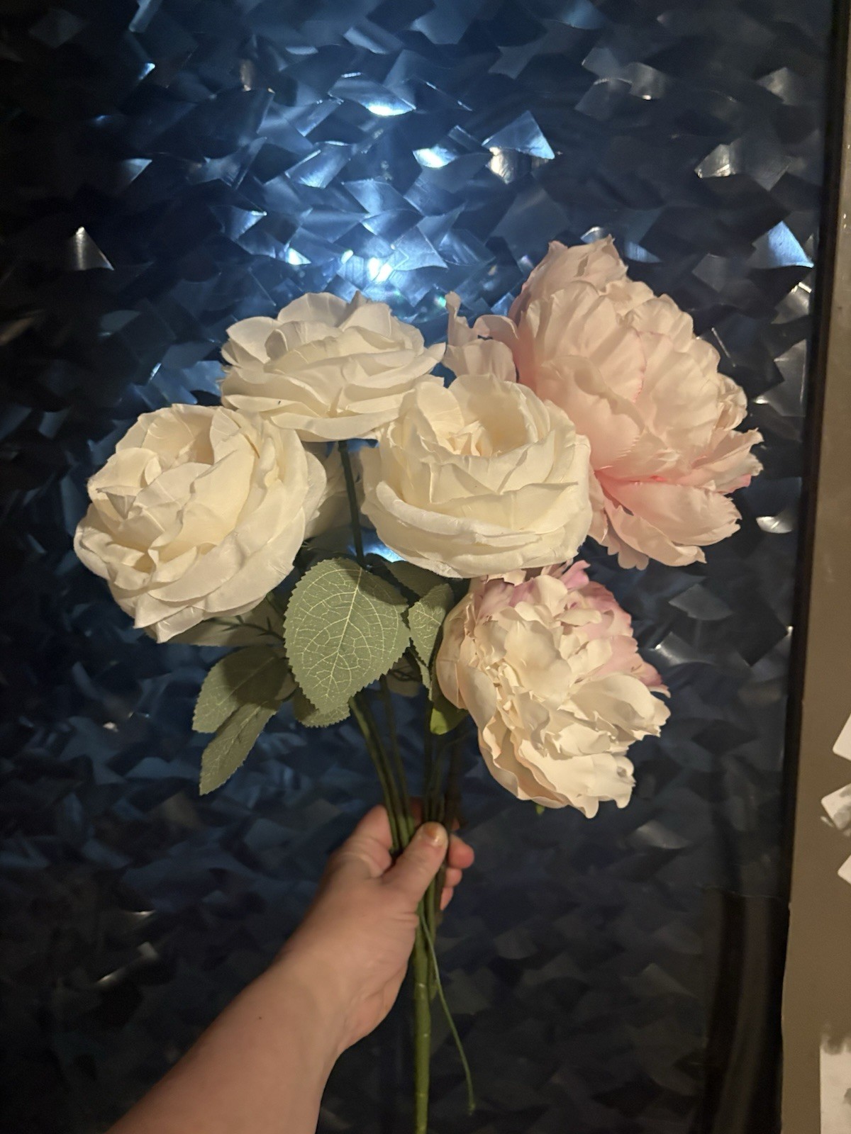 Artificial Silk Flower Lot Roses Peony Pink White Floral Craft Wedding Decor