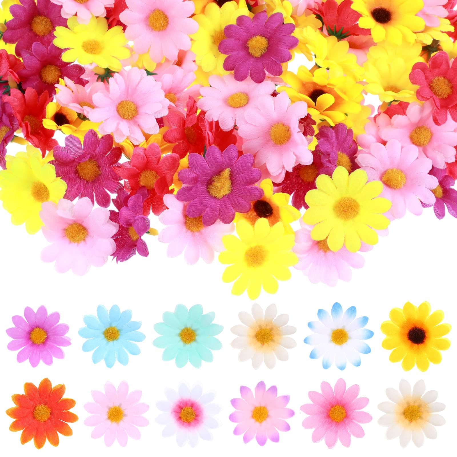 150PCS Fake Flower Heads 1.57in Daisy Flowers Heads
