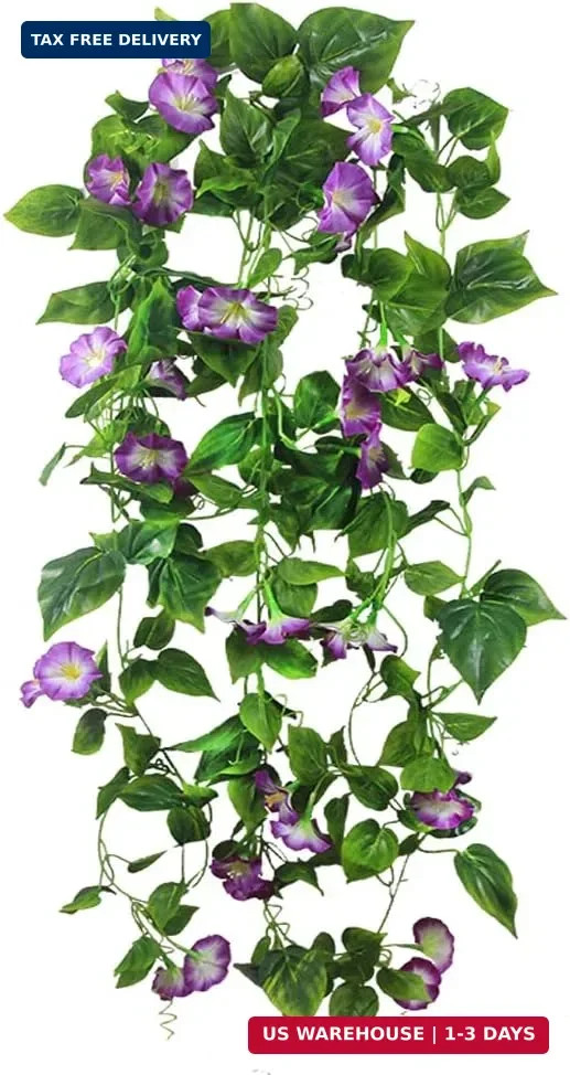 FERIAL Artificial Vines 15Feet Silk Flower Garland for Outdoors Purple Morning G