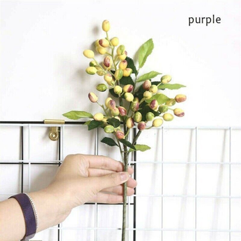 Artificial Berry Flower Fake Olive Fruit Branch Plant Home Decor Flowers Bean