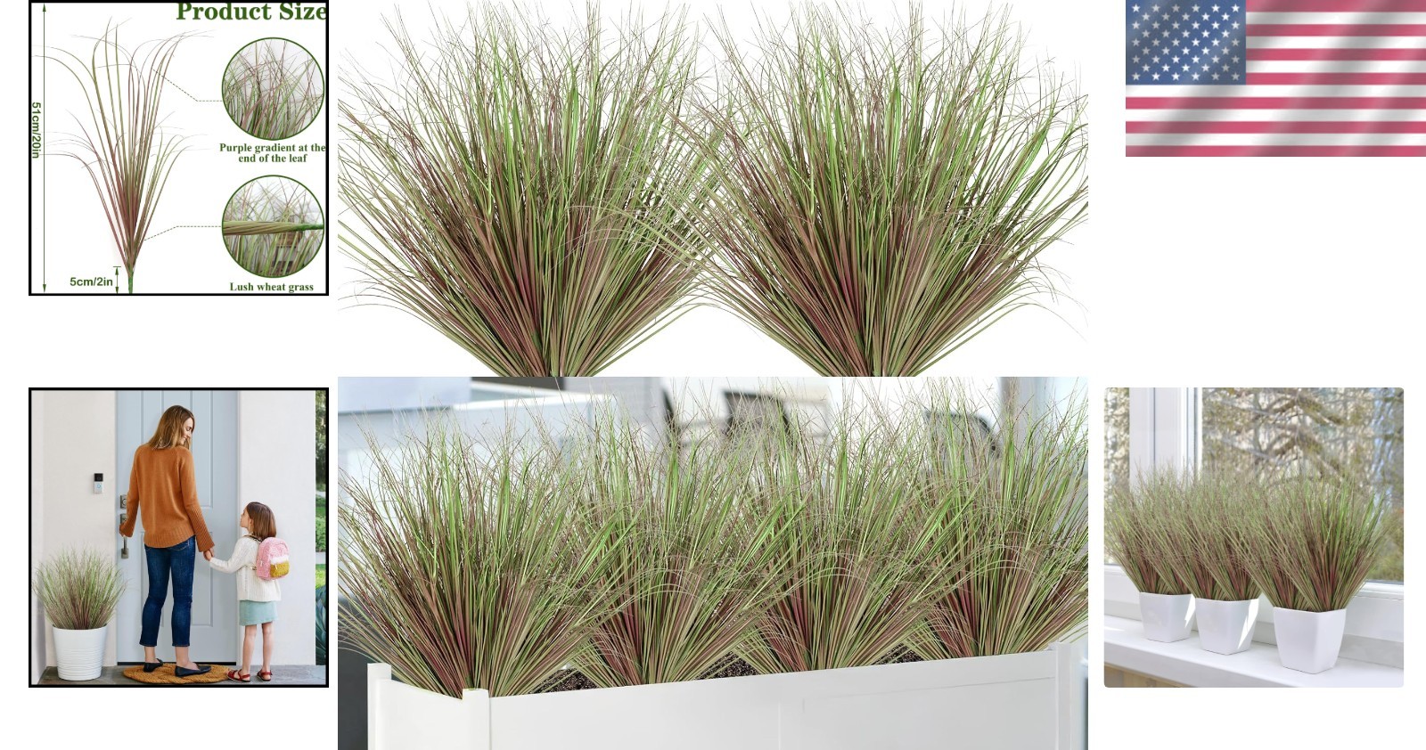 Vibrant Purple Fake Wheat Grass – 12 Bundles for Effortless Indoor/Outdoor Flair