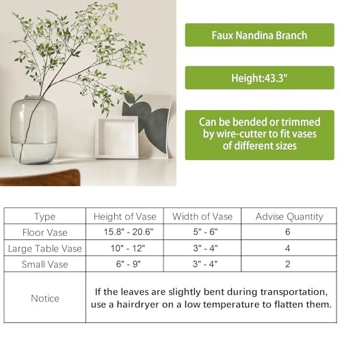 Artificial PlantsPCS 43.3 Inch Green Nandina Tall Plants for Wedding Shop 2