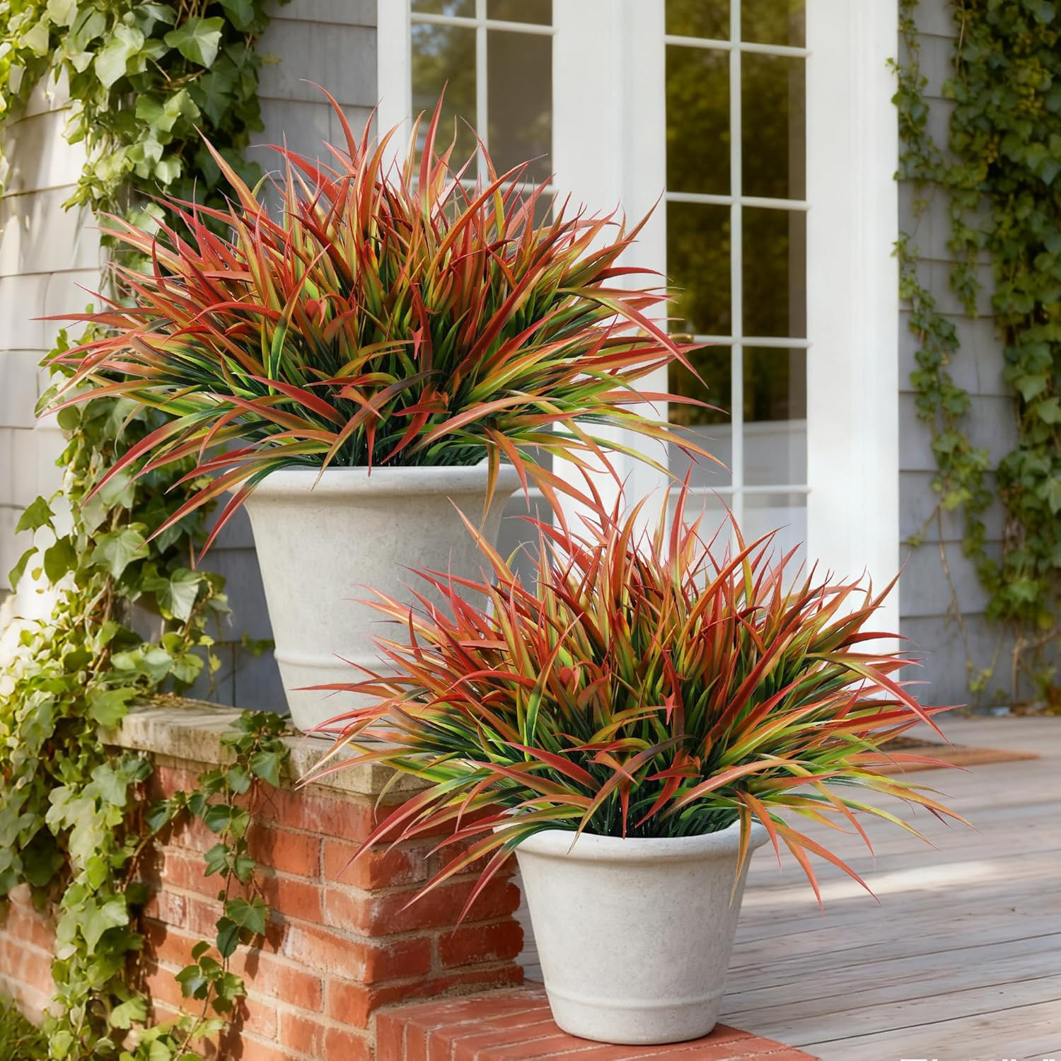 Ivydale 12Pcs Fake Plants Outdoor Artificial Plastic Grass Spring Decoration UV