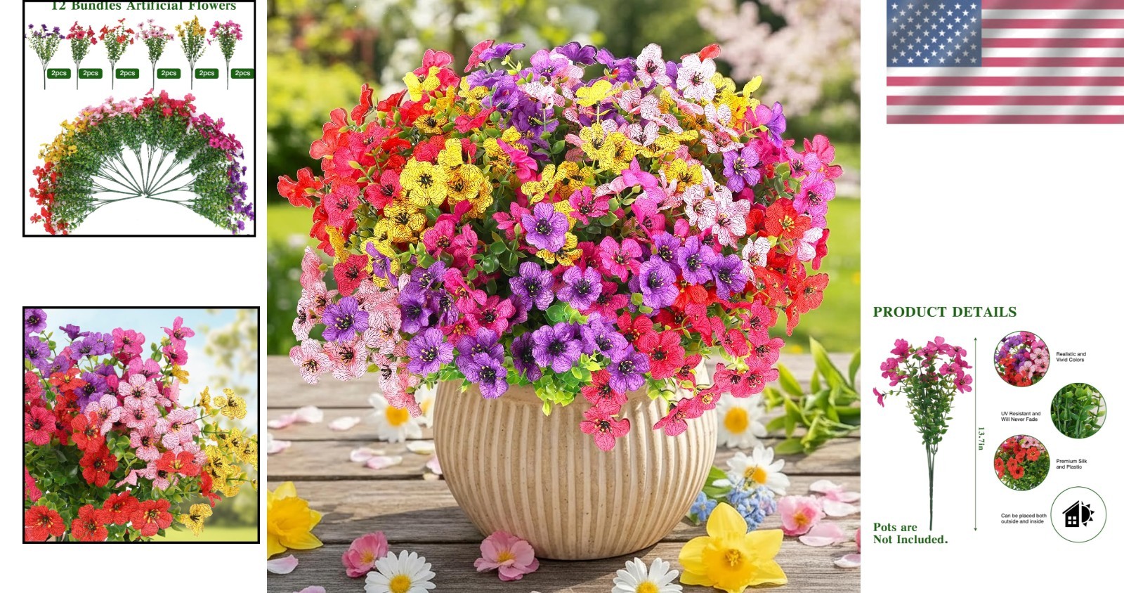Vibrant 6-Color Silk Daisy Bundle Set for Effortless Indoor & Outdoor Beauty