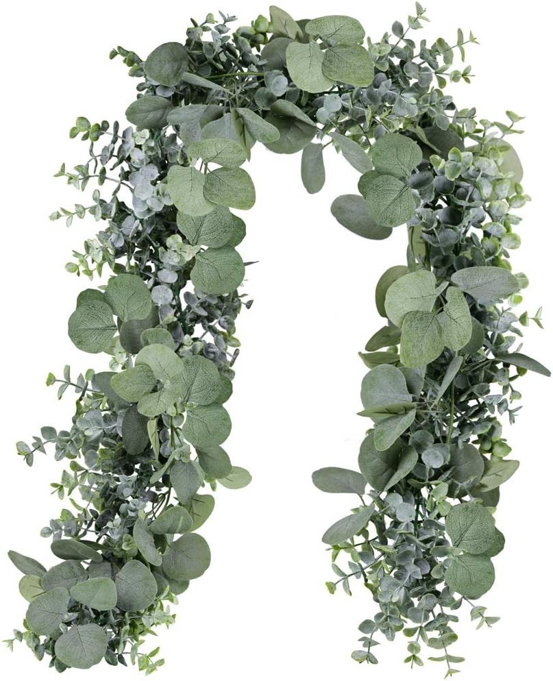 5.9′ Faux Silver Dollar Eucalyptus Garland in Grey Green – Elegant Wedding Decor
