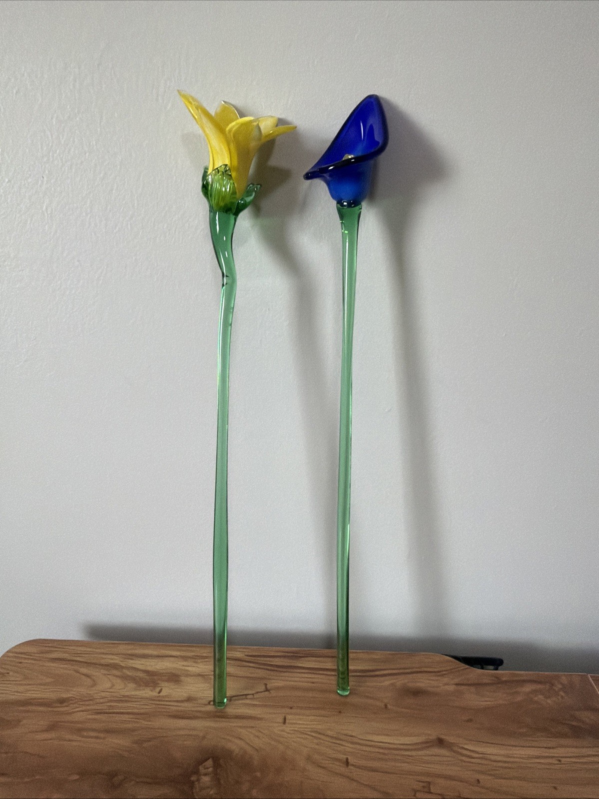 Hand Blown Vintage Glass Flowers ( Made In Italy). 20 Inches Tall