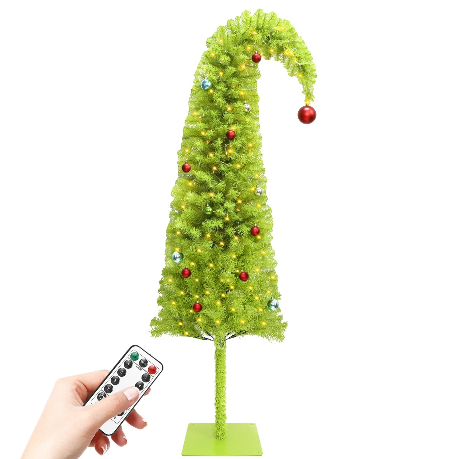 Obralitic 6FT Whimsical Lime Green Christmas Tree with 150 6ft,