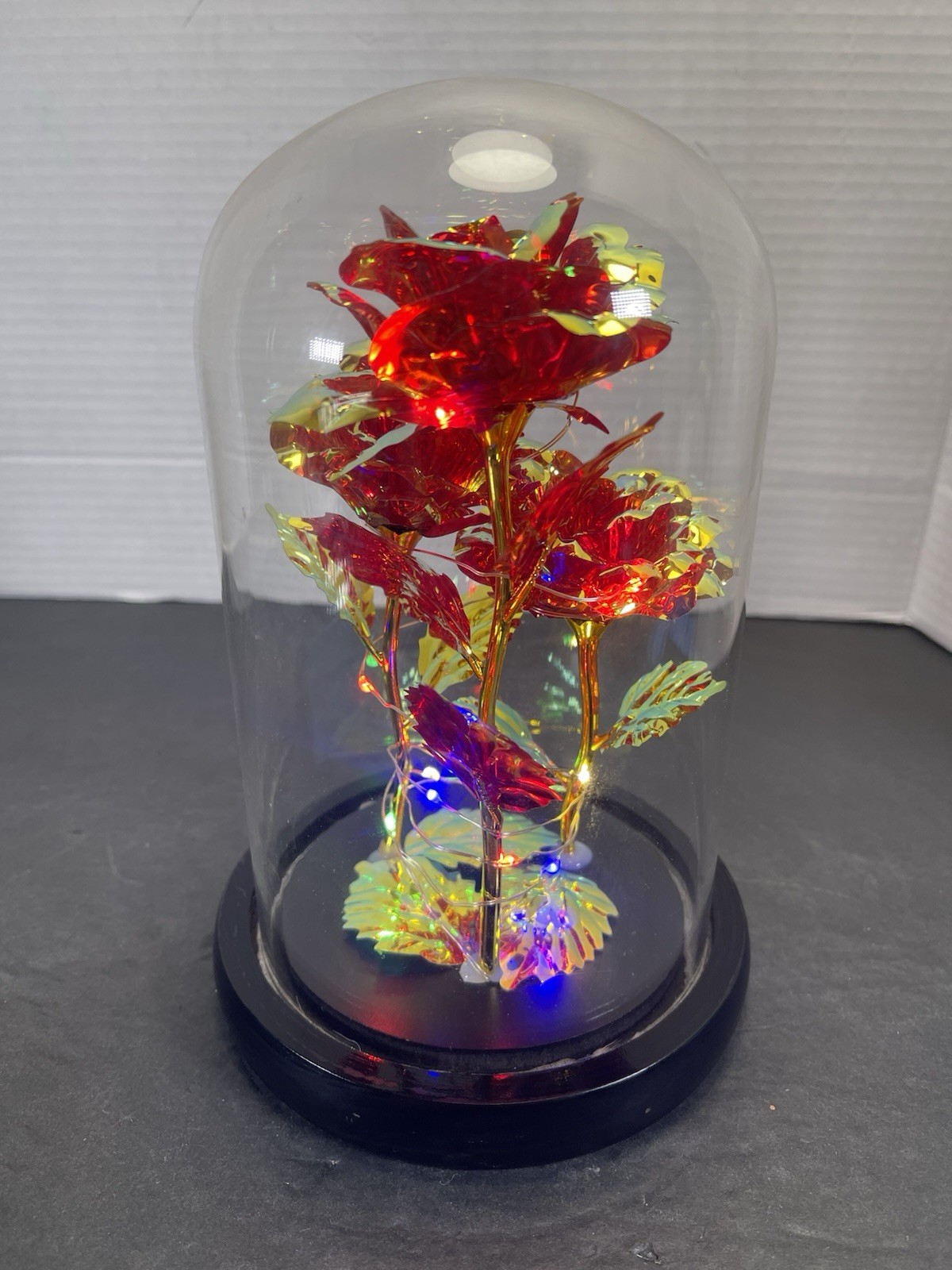 Enchanted Forever Rose Flower In Dome Glass LED Rose Of Love Pre Owned
