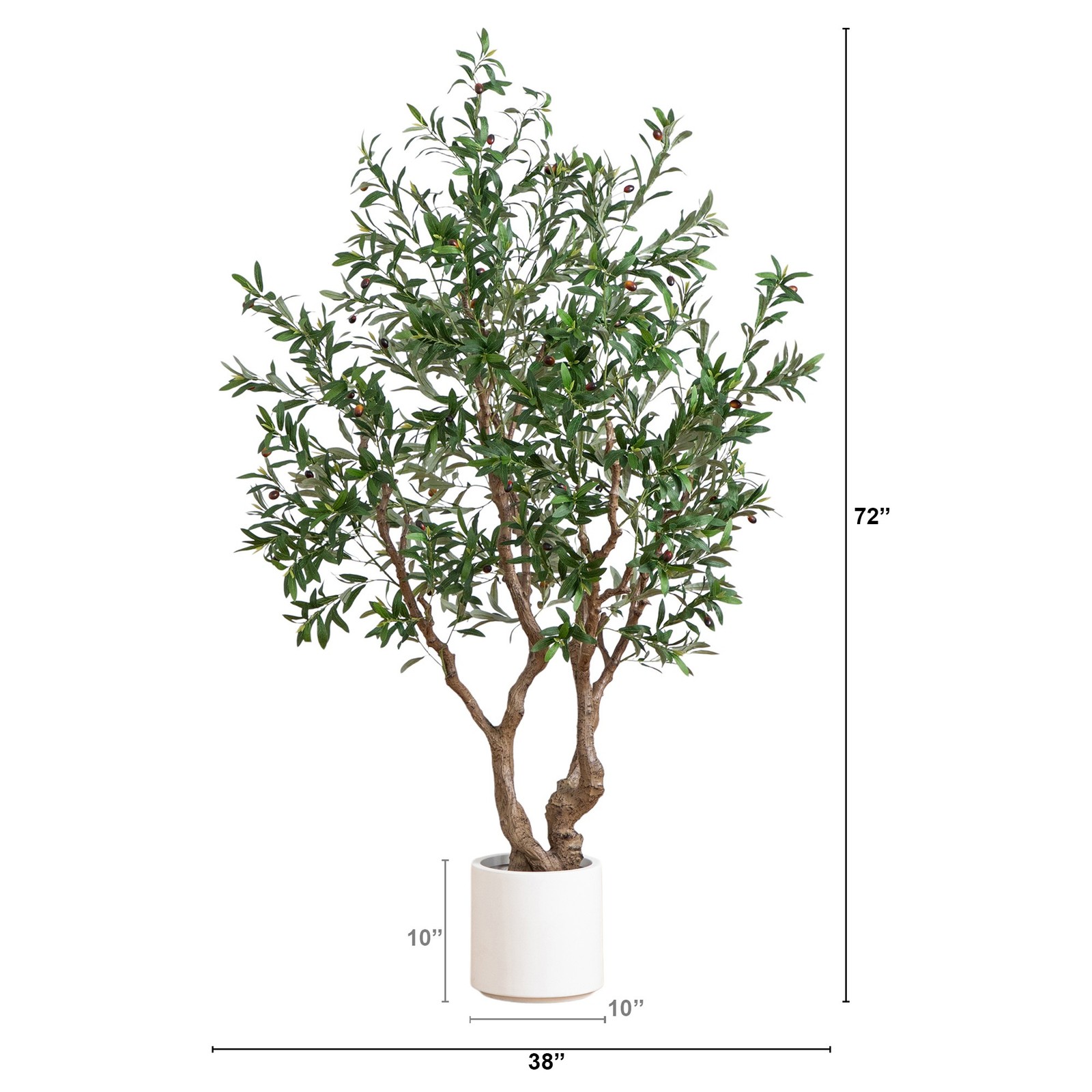 Nearly Natural 6ft Artificial Grand Olive Tree in White Decorative Planter