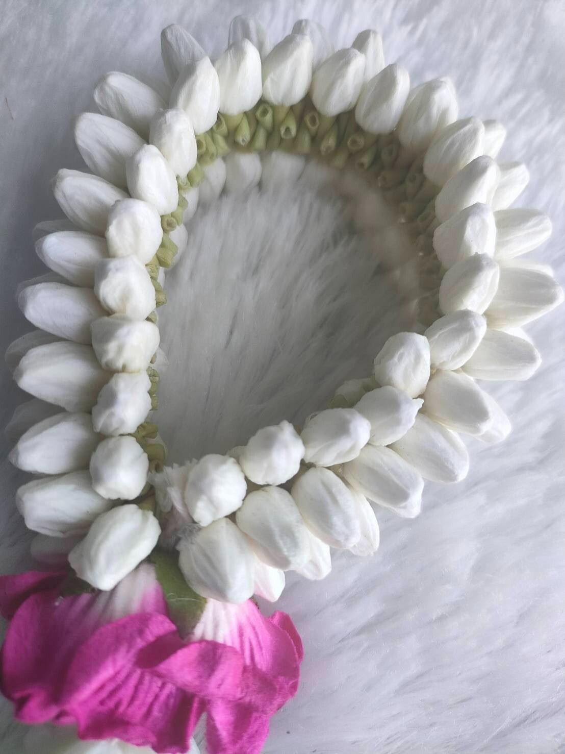 Garland Artificial Jasmine flowers Tissue Paper Fragrant Glue White Round Ubamal