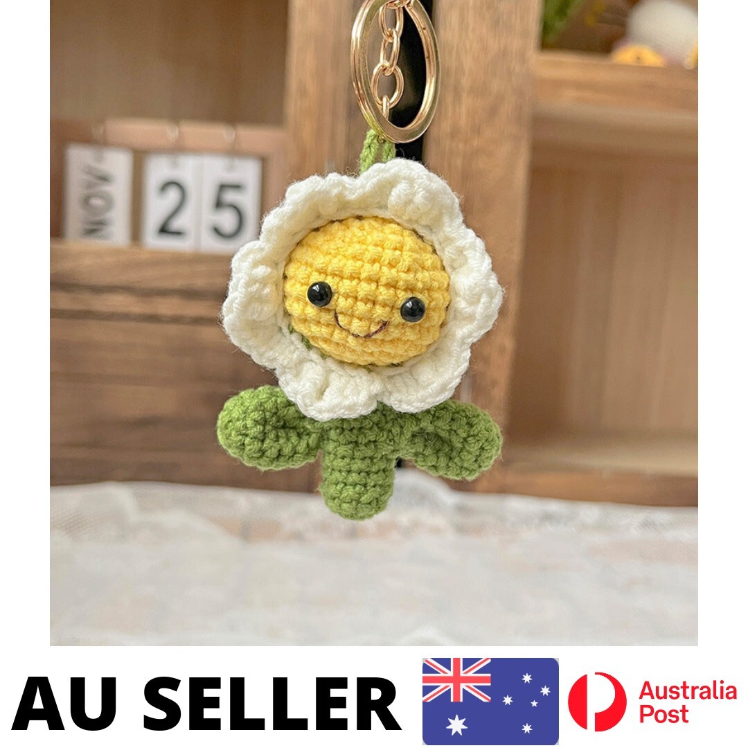 Crochet Flower Keychain Creative Cactus Knitted Keychain Gift for Her – AU Stock