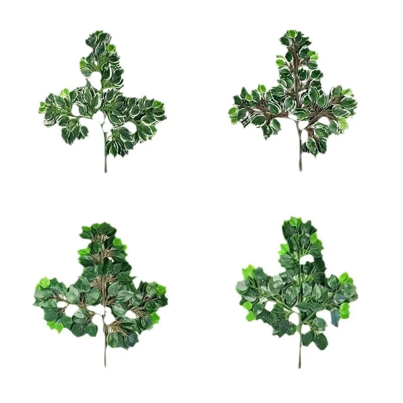 12pc Faux Ficus Foliage Branches Silk Greenery Bush for Outdoor Garden Decor
