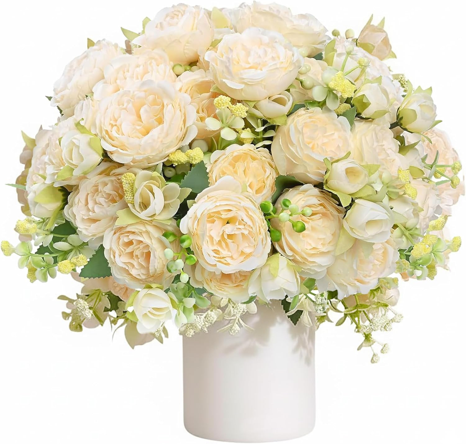 24 Bundles White Peonies Silk Flowers for Home, Weddings & DIY Arrangements