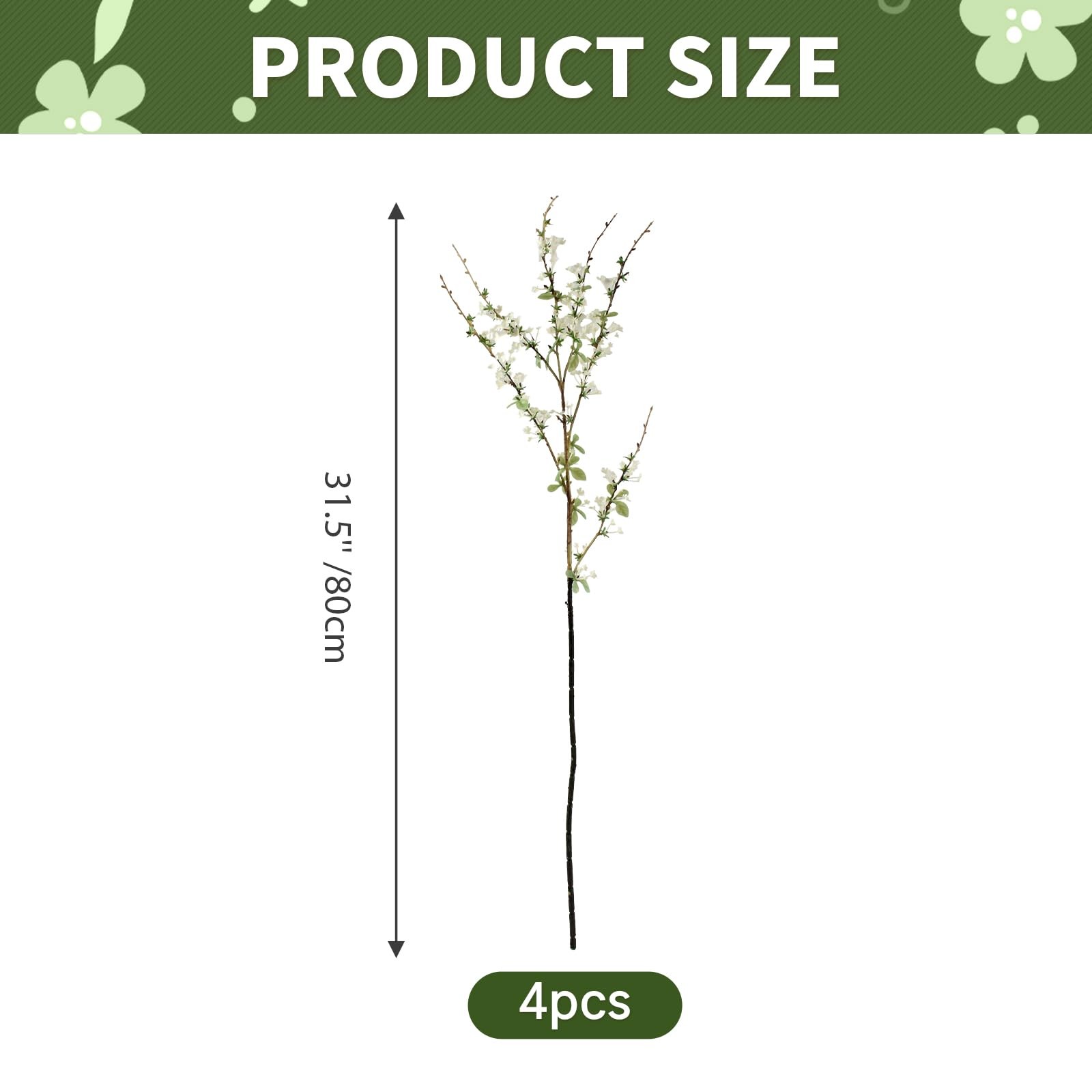 4PCS Artificial Willow Branches with Flower, 31.5” Real Touch Snow Willow Fl…