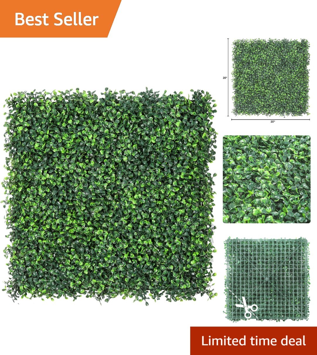 Artificial Boxwood Hedge Panels 20×20 Inches for Outdoor and Indoor Privacy