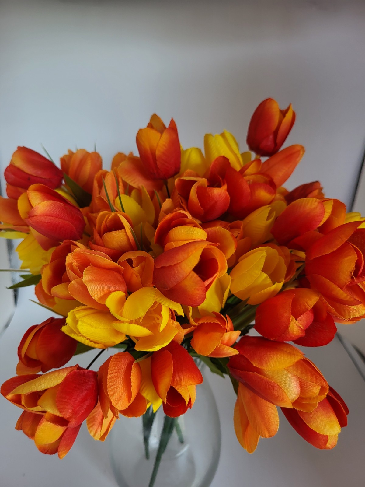6 bunches of artificial faux tulips flowers Orange And Yellow