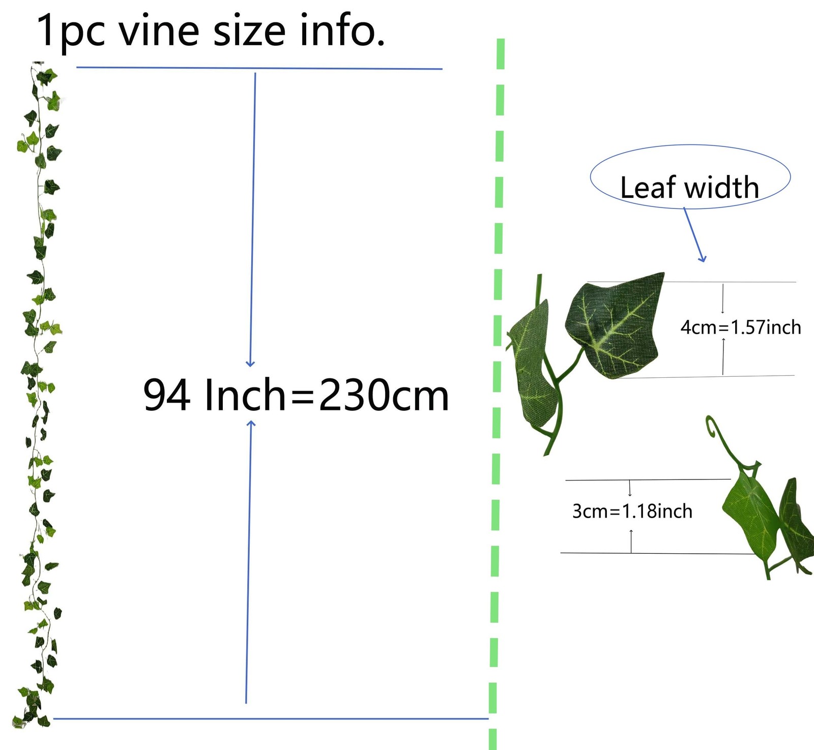 12 Strands-94ft Artificial Shrubs Vines Creeper Green Ivy Silk Leaves Wreath …