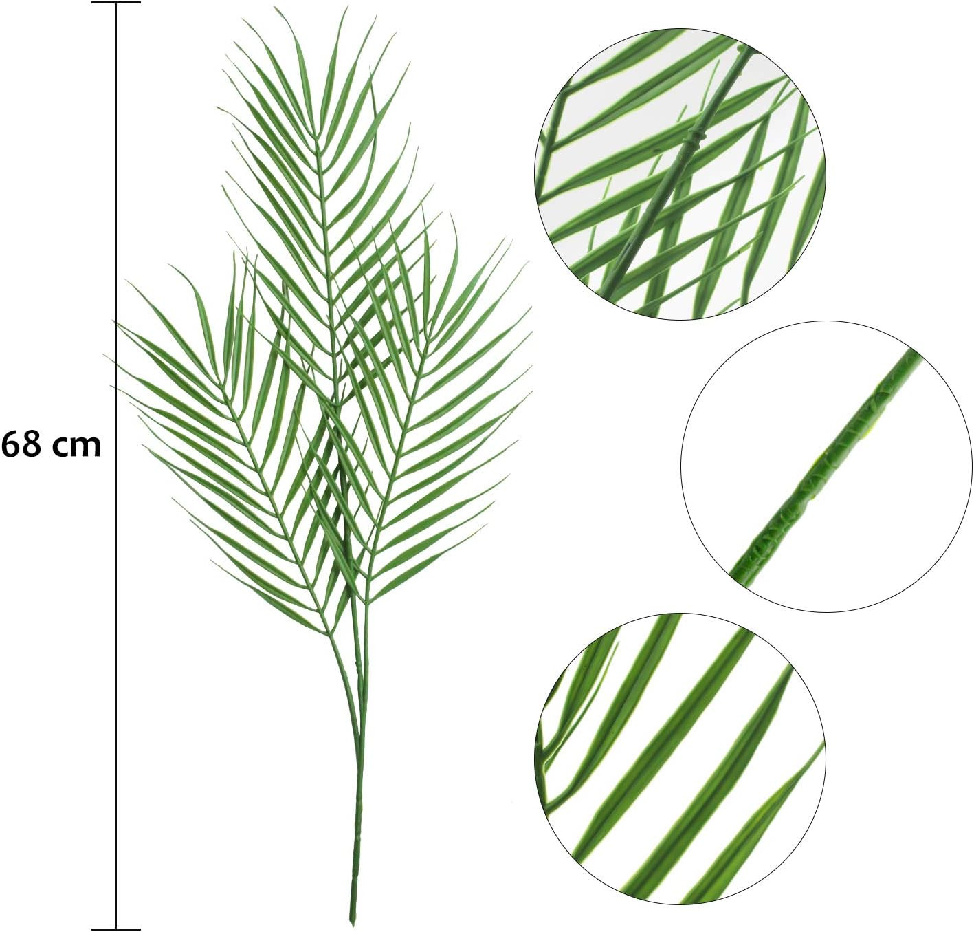 18 Branches 27 Inch Artificial [Palm] [Leave]S 6 PCS Large Faux / Fake Greenery