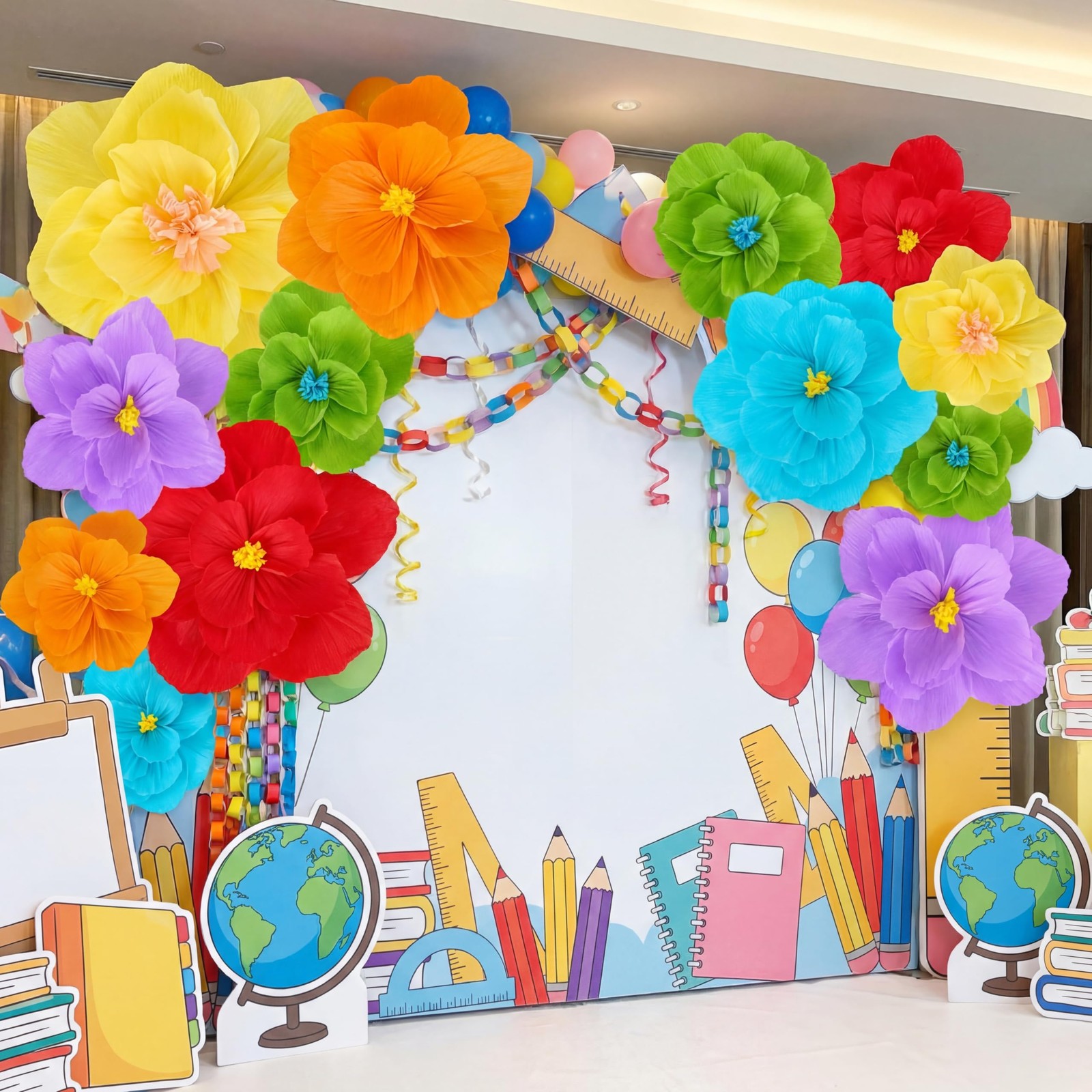 Giant Paper Flowers Artificial Large Mexican Fiesta Wall Backdrop Decor 18 PCS