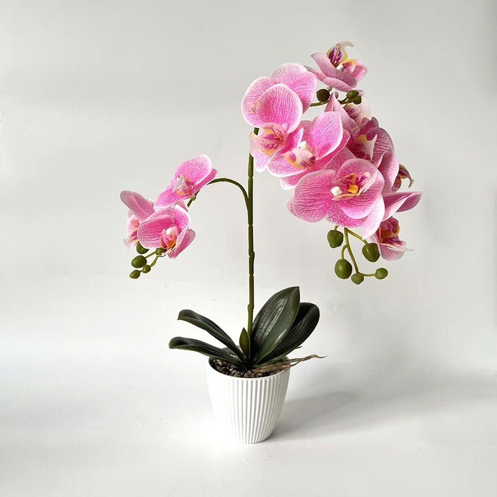 For Home Decor Fake Butterfly Orchid in Stone Pot 16.53in/42cm No Maintenance